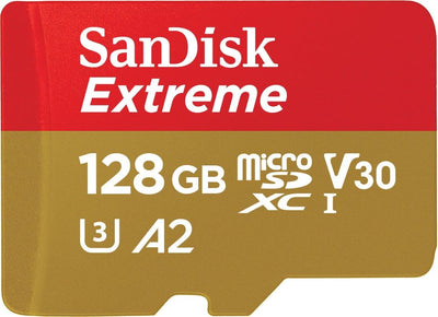 128GB SanDisk Extreme micro SD XC Memory Card V-Class 30 U3 4K Video A2 100MB/s