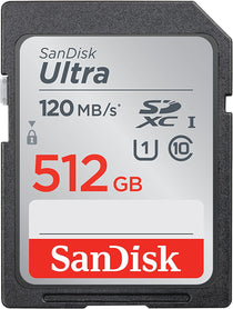 SanDisk 512GB Ultra SDXC card up to 120 MB/s UHS-I Class 10 U1