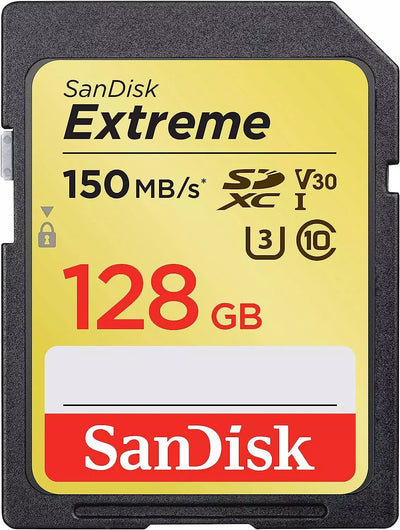 SanDisk Extreme 128 GB SDXC Memory Card, Up to 150 MB/s